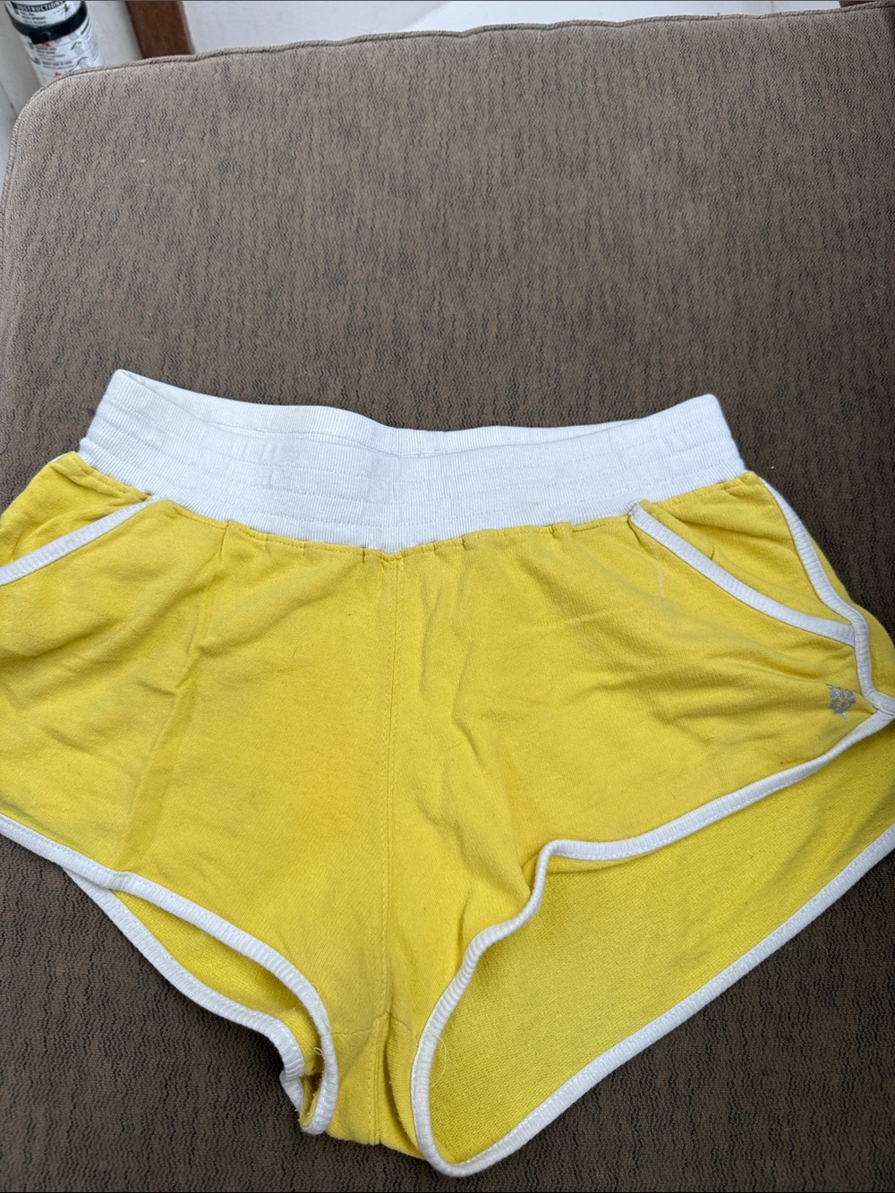 Free People Yellow Athletic Shorts with White Trim